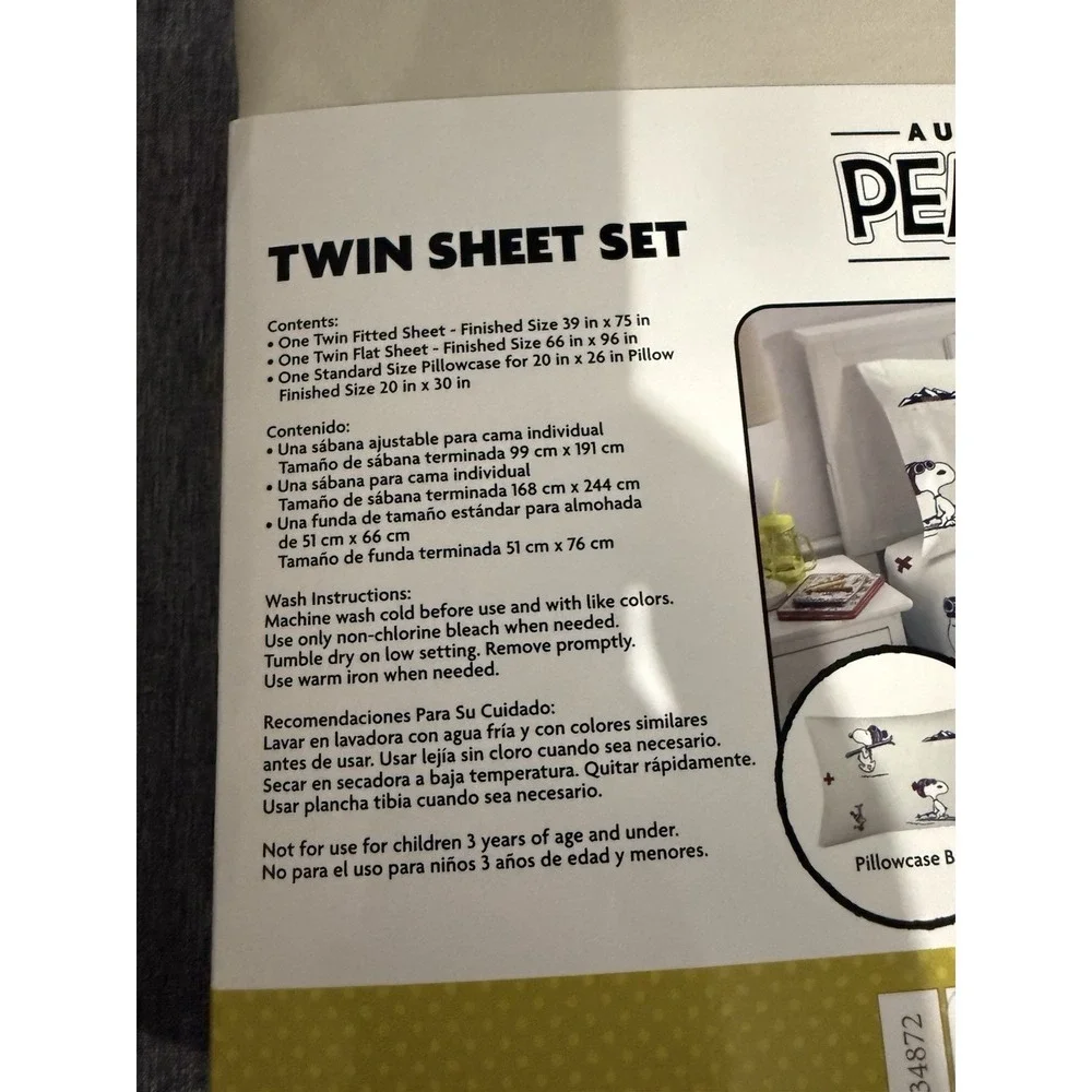 Peanuts 75 Years Snoopy Skiing Winter Holiday Twin Sheet Set 3 Pc Exclusive NEW